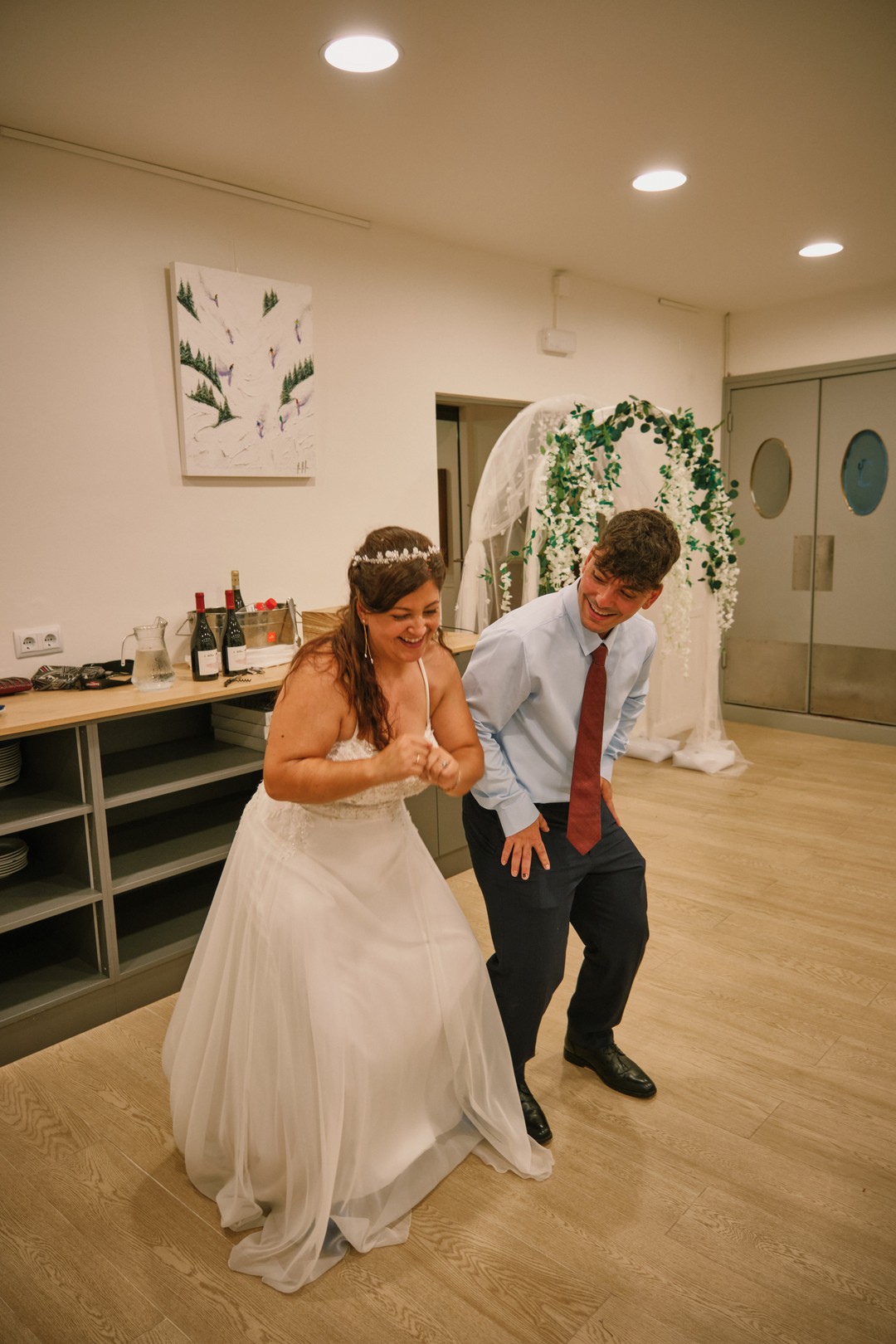 Miriam dances with someone close to her.